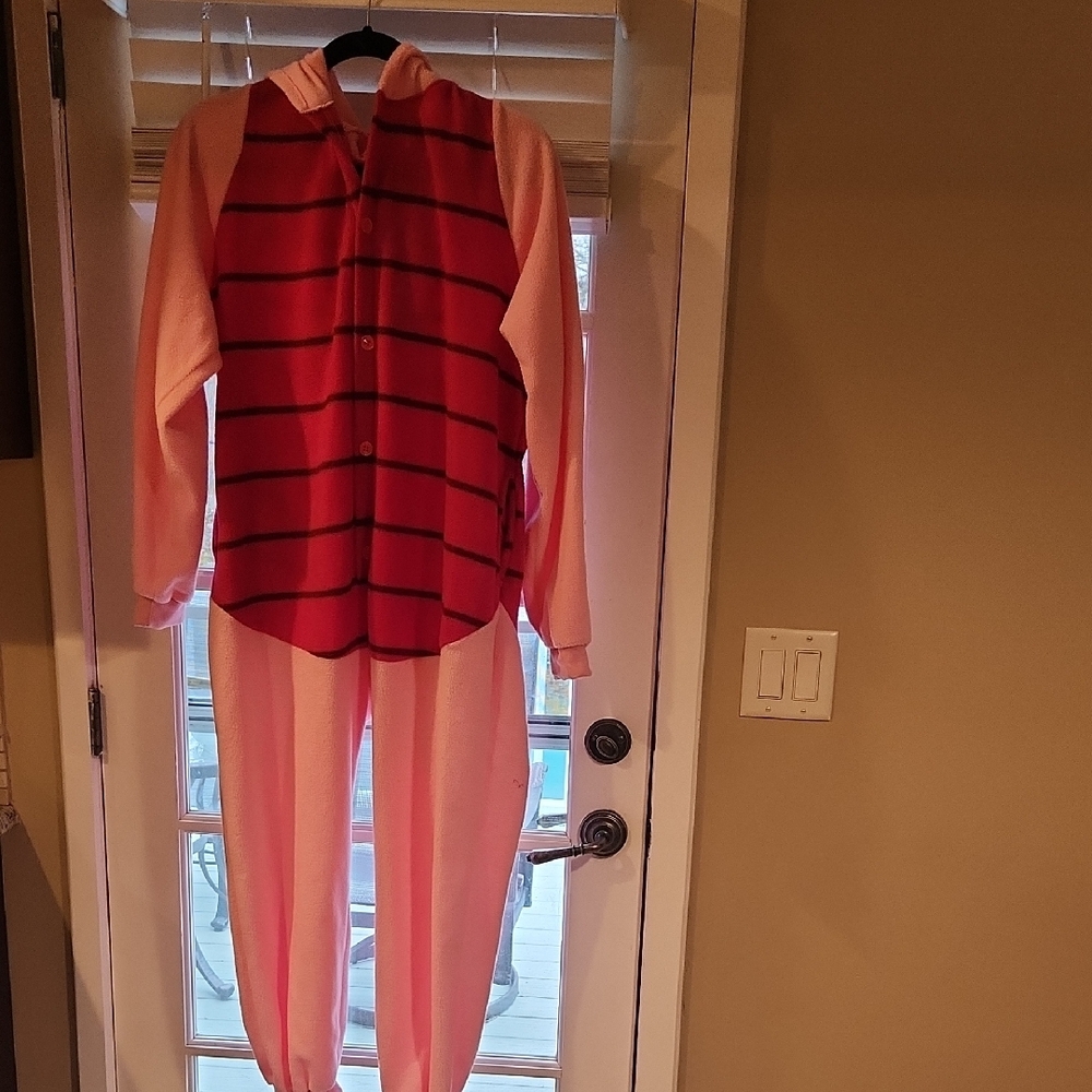 Pink and Red Striped Onesie Pajamas